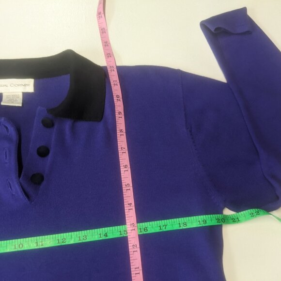 Casual Corner Size Small Purple and Black Polo Style Sweater - Picture 6 of 8